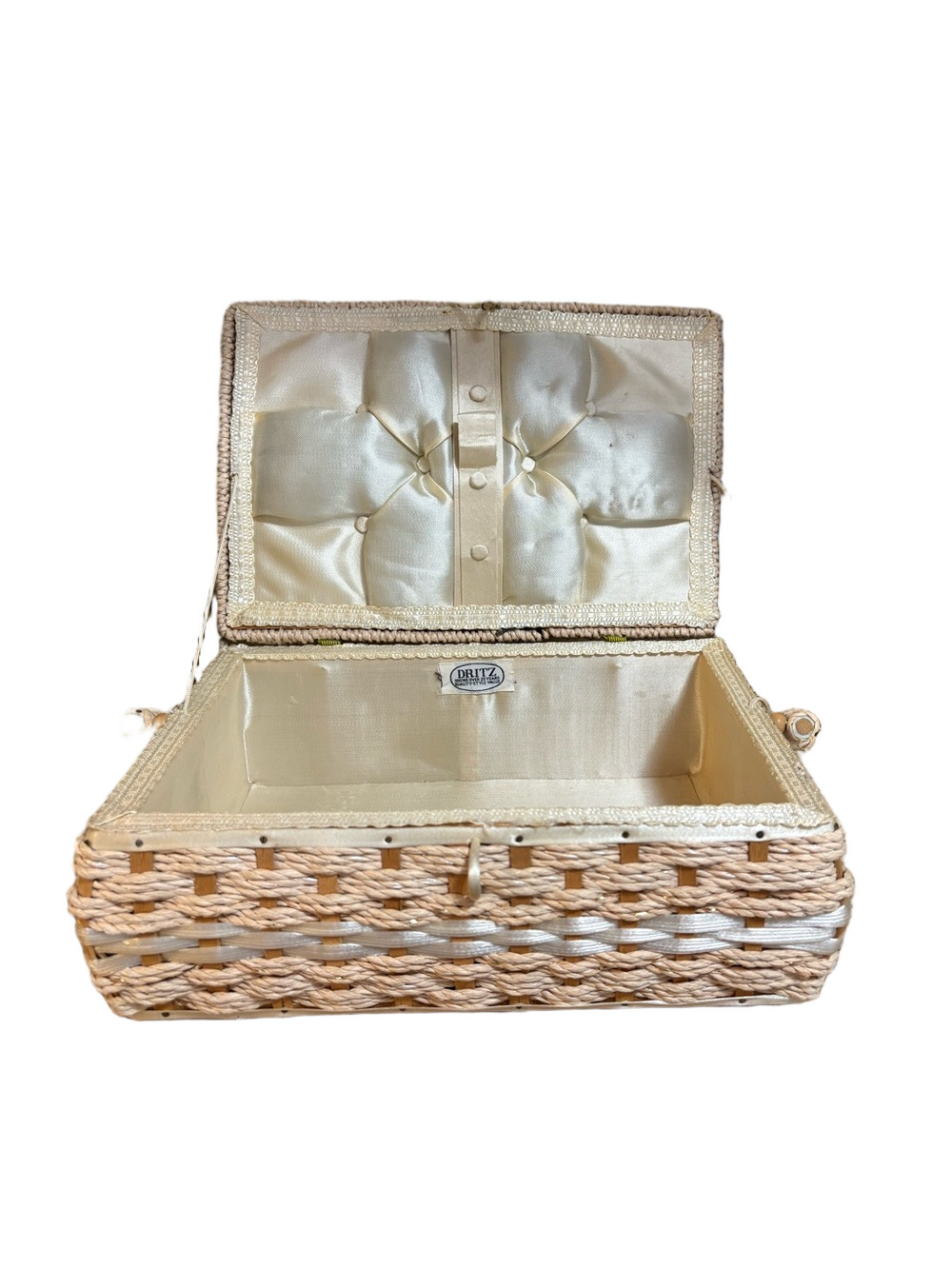 Vintage Dritz Pink Woven Sewing Basket